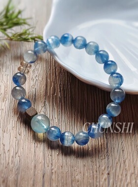 春莳「坠入星辰」清冷感~小众天然蓝晶石海蓝宝沉香手链手串女