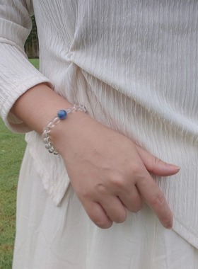 CHUNSHI「蘭夜」原创新中式天然高净度白水晶蓝晶石小众手链手串