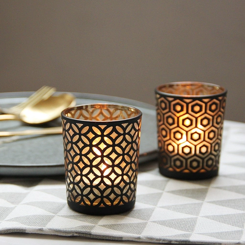 Simplicity Modern Black Inner Gold Geometric Line Стеклянная стока Свеча таблет