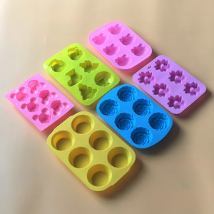 德立 玫瑰圆孔卡通圣诞6连硅胶蛋糕烤盘 烤箱微波炉烘焙DIY模具