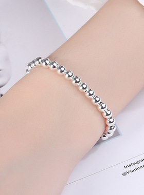 唯华 韩国潮流时尚手饰品女 手链批发光面圆珠镀银手链淘宝时尚女