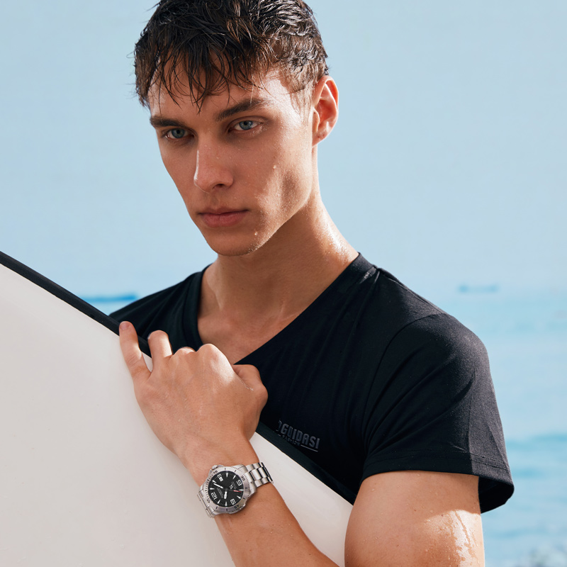 罗西尼手表男款正品名牌机械表防水夜光潜水表男士运动男表519955