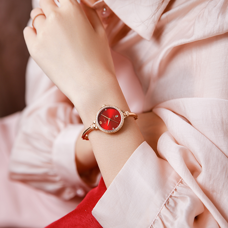 【送礼热荐】罗西尼手表女表ins风本命年红色品牌女士腕表石英表