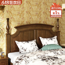 Countryside American solid wood bed retro double large bed 1 8 m modern minimalist wedding bed 1 5 m light and luxurious master bedroom