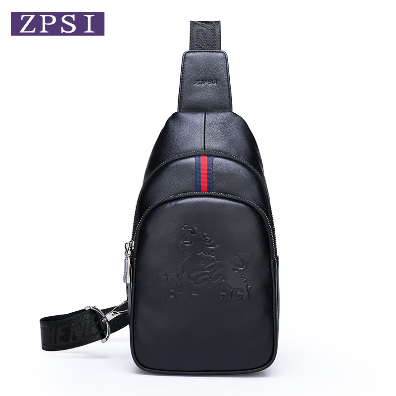 胸包男士潮牌旅行休闲轻便斜挎包 珍皮士男士包袋