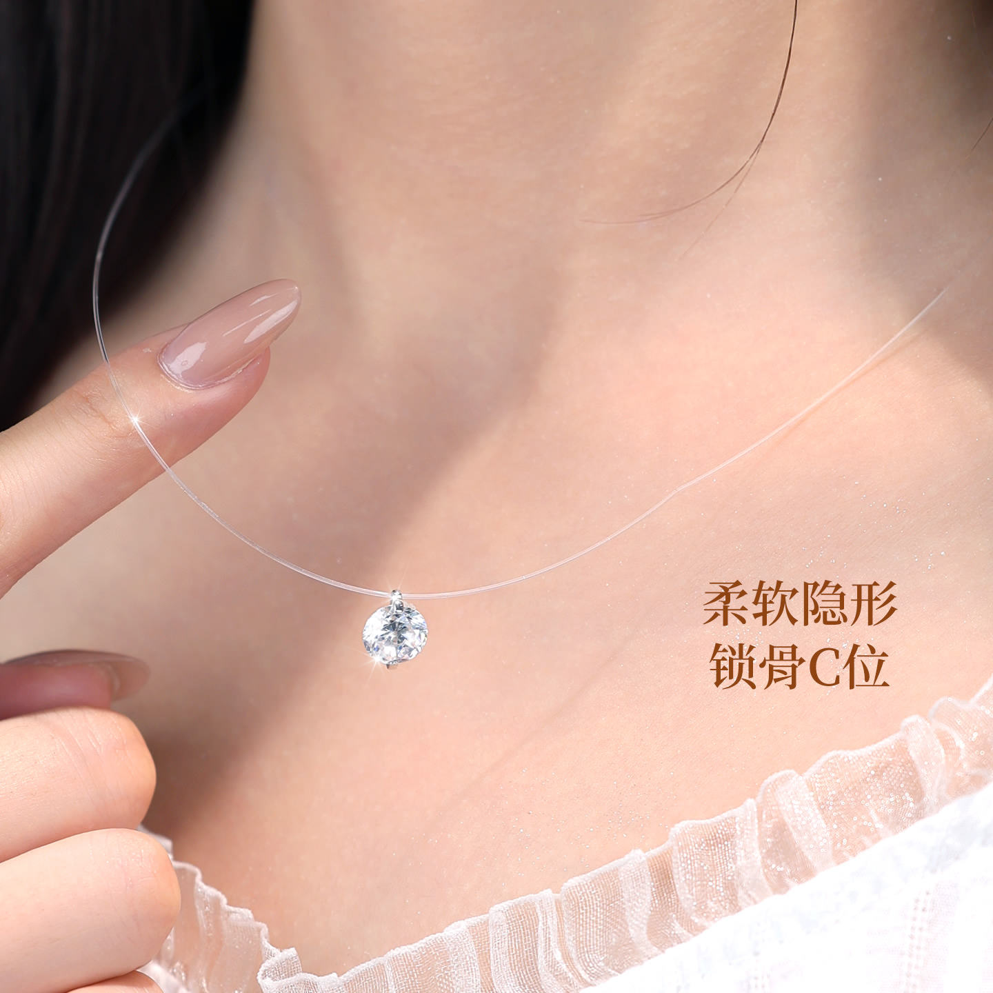 官方正版人鱼之泪项链女纯银鱼线2克拉莫桑钻莫桑石吊坠生日礼物,淘宝优惠券,粉丝福利购,淘宝优惠卷