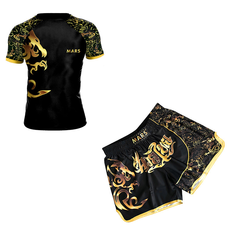 老虎训练服男散打短袖短裤套装格斗跑步运动健身搏击UFC拳击T恤,淘宝优惠券,粉丝福利购,淘宝优惠卷