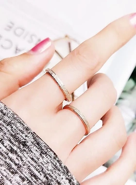 ing风潮钛钢戒指女 韩版流行不褪色磨砂情侣戒 爆款饰品