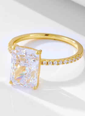 925纯银冰花切锆石组合套戒结婚订婚戒指女欧美轻奢ins高品质指环