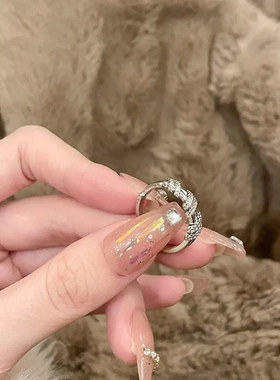 小众设计感轻奢时尚锆石戒指女气质百搭复古个性可调节指环食指戒