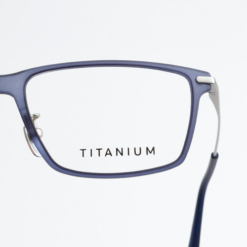 超轻近视眼镜男全框 磨砂透明蓝色黑框眼镜框商务 纯钛休闲眼镜架 - 图1