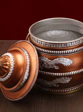 藏式尼泊尔吉祥红铜合金复古摆件