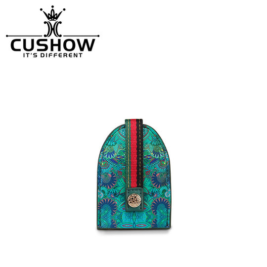 卡秀原创牛皮印花薄款抽绳钥匙包2025新款迷你真皮汽车锁匙收纳包