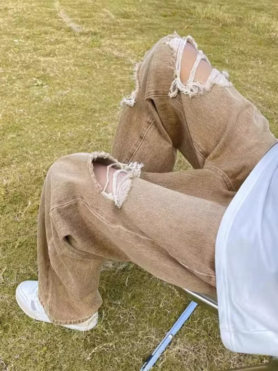 Washed old jeans in summer thin style pussy and handsome vibe American floor pants trendy brand high street men's straight-leg pants
