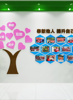志愿者风采照片墙贴画社区学校企业爱心驿站志愿者之家活动室布置