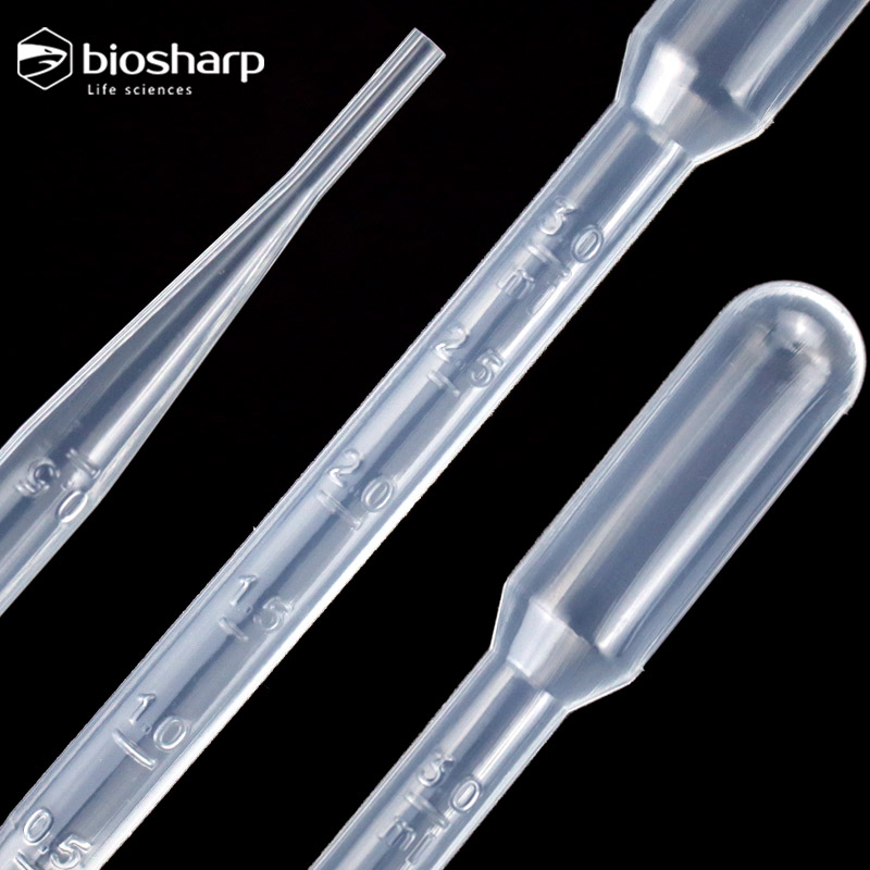 biosharp 无菌一次性塑料滴管 吸管1ml 2ml 3ml 5ml 10ml 100支/盒 辐照灭菌 塑料滴管 巴氏吸管 - 图3