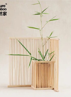 中式风插花竹编竹花篮自然家花器