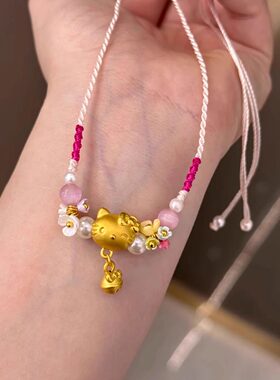 正品推荐镂空helloKitty猫吊坠项链女甜美KT猫送女友节日金包银
