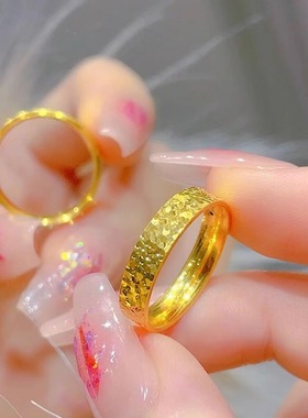 金碎碎冰戒指指环情侣款