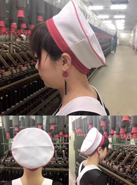 纺织厂女工车间挡车压发帽子纱厂工作帽食品厂卫生防尘防油烟帽