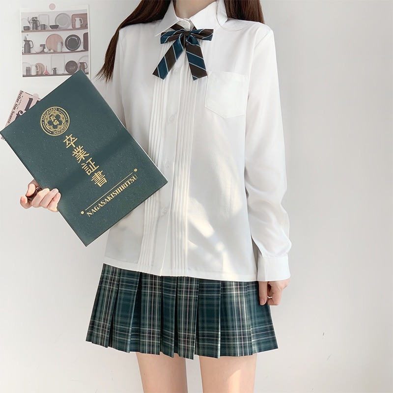 日系JK制服【风琴褶衬衫】奶白色甜美百搭学生校服通勤毕业季衬衣-图3