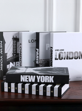 折叠仿真书英文假书书柜摆件道具简约现代布置