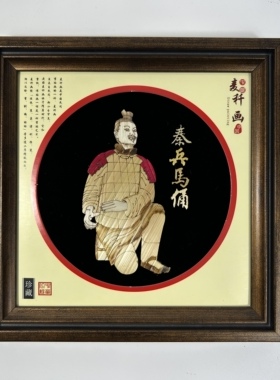 麦秆画花鸟生肖小摆台西安旅游品纪念品小礼品特色工艺品非遗礼品