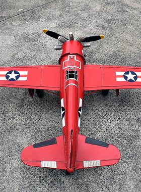 复古铁艺飞机模型战斗机飞机道具摆件创意软装影视物料装饰美陈