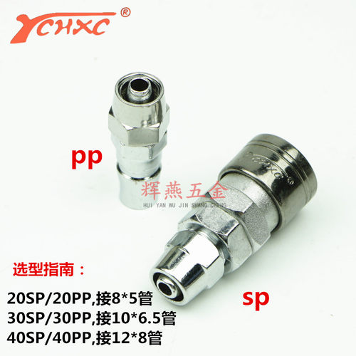 充气泵接头盈创SP20配8mm管C式快速接头PU管风管空压机快速接头 - 图0