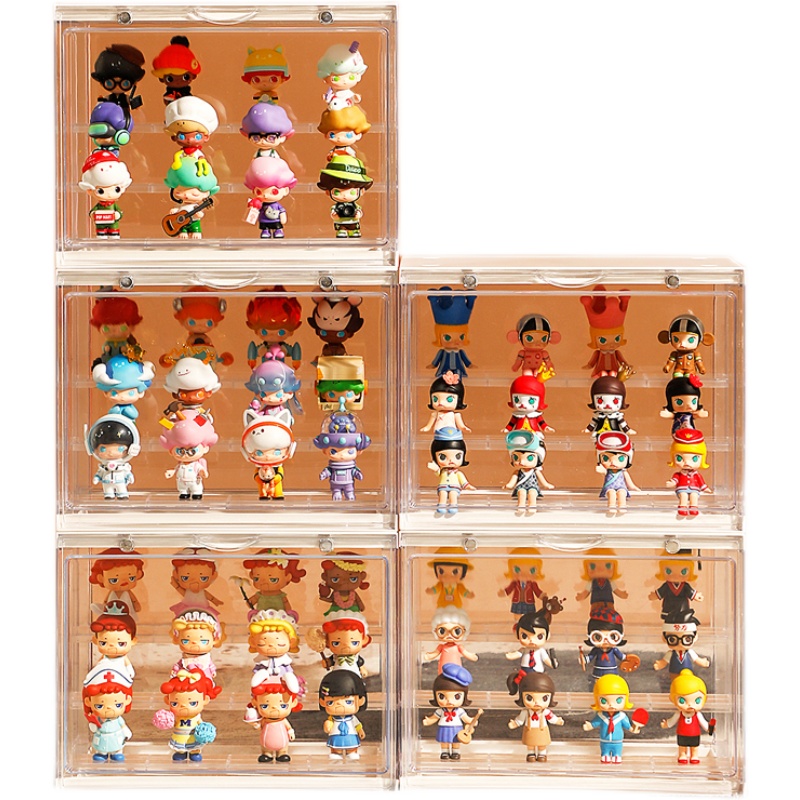 手办收纳盒泡泡玛特盲盒架子亚克力展示柜透明模型陈列柜防尘罩子 - 图3
