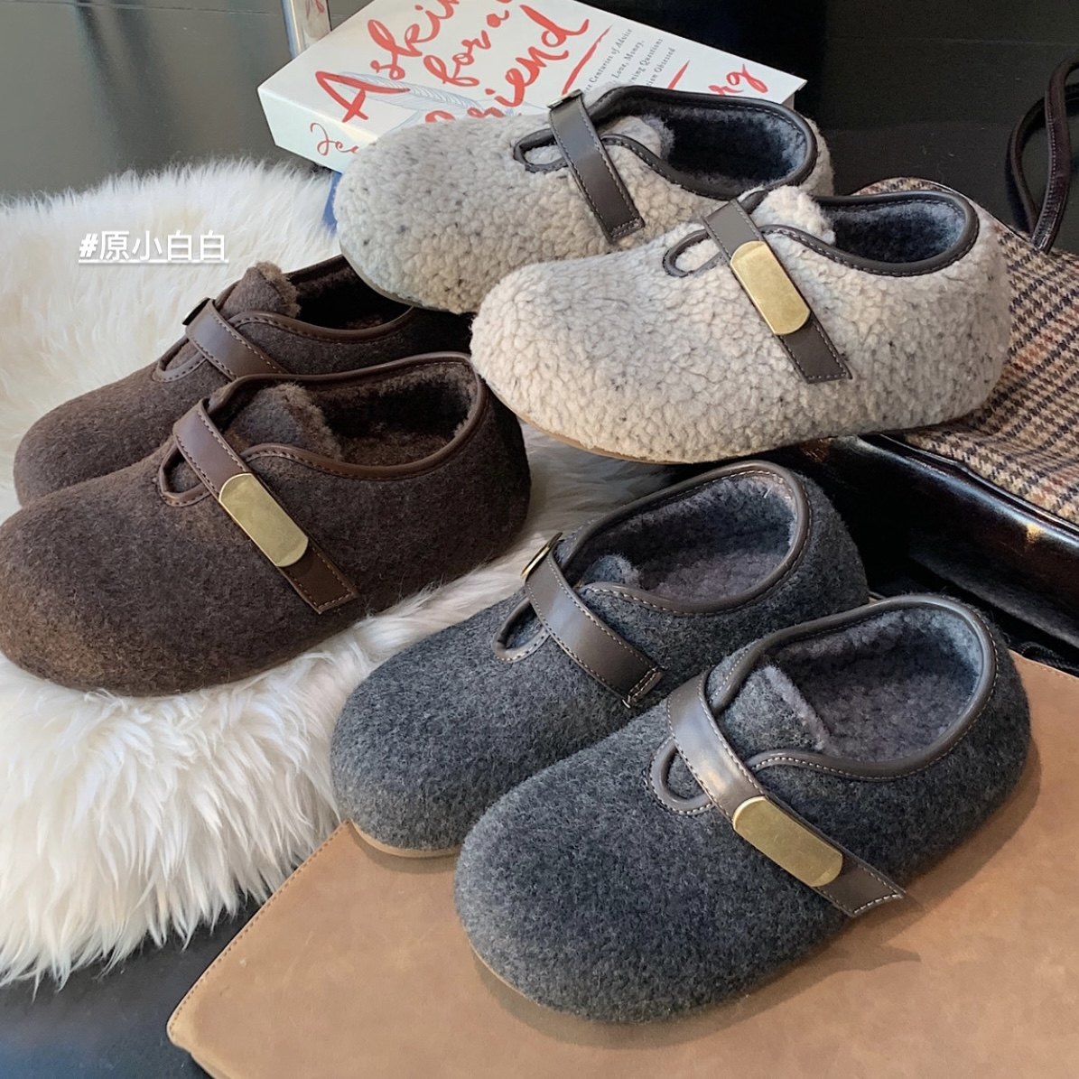 原小白白 厚底内增高保暖勃肯单鞋羊毛呢女棉鞋雪地鞋冬季毛毛鞋,淘宝优惠券,粉丝福利购,淘宝优惠卷