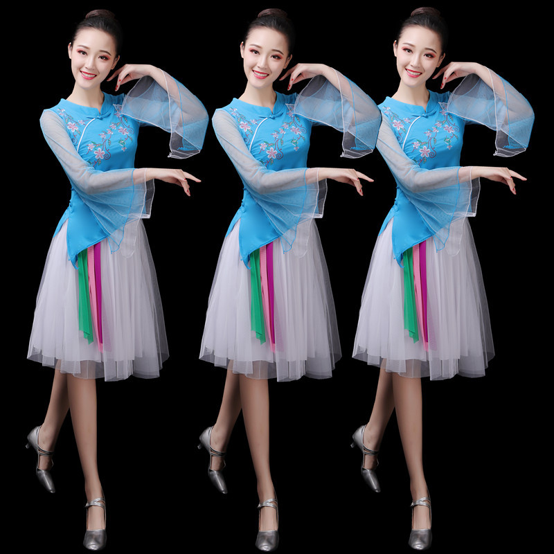 杨丽萍广场舞服装新款套装古典舞服装女飘逸秧歌服演出服民族舞服 - 图3