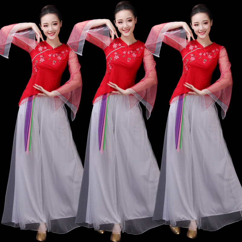 杨丽萍广场舞服装新款套装古典舞服装女飘逸秧歌服演出服民族舞服 - 图0