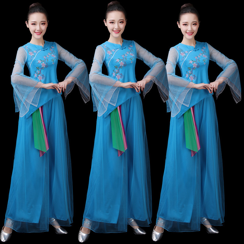 杨丽萍广场舞服装新款套装古典舞服装女飘逸秧歌服演出服民族舞服 - 图2