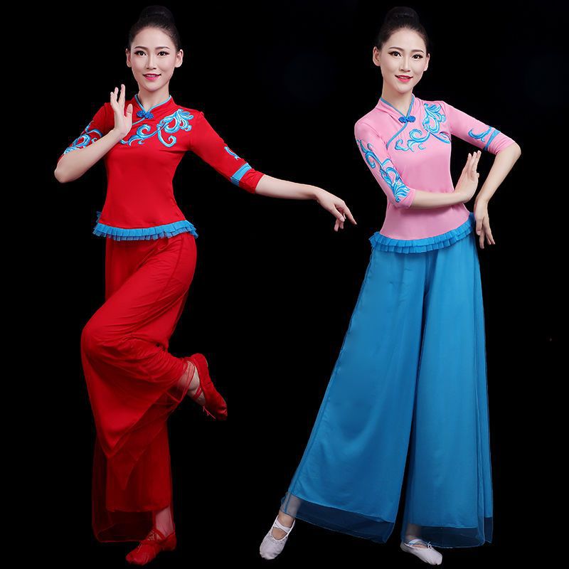 中老年跳舞衣服女套装2023新款时尚广场舞民族风秧歌舞蹈服装春夏 - 图2