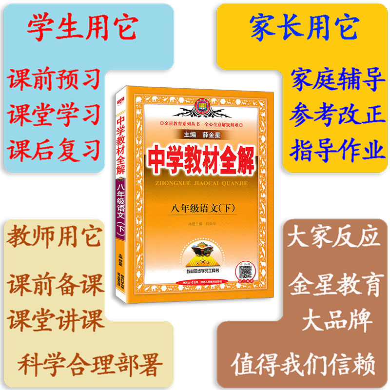 中学教材全解语文八年级下册语文人教部编版RJ 2024版金星教育初中8年级下册语文教材全解初二下册语文教材解读辅导资料中学教辅-图2