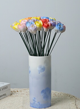 品瓷汇陶瓷仿真花装饰花手工瓷花郁金香整束花家居桌面摆件送母亲