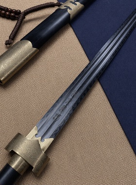 龙泉宝剑厂龙之剑手工包铜黑檀木羽毛纹剑身秦剑冷兵器未开刃