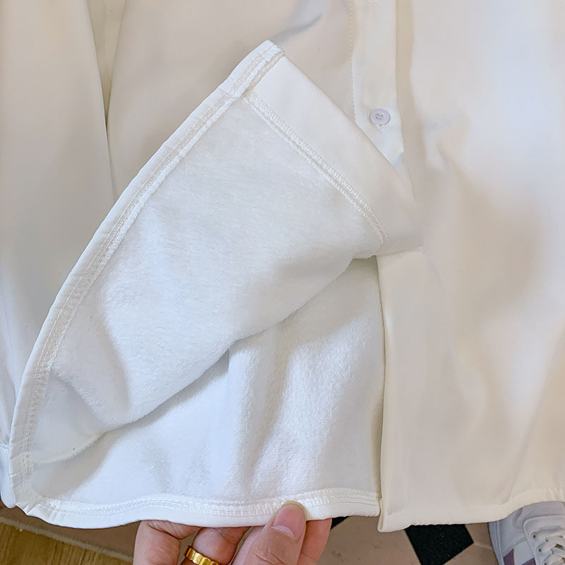 胖MM大码加绒加厚秋冬复古娃娃领衬衫女新款小众洋气长袖衬衣上衣,淘宝优惠券,粉丝福利购,淘宝优惠卷