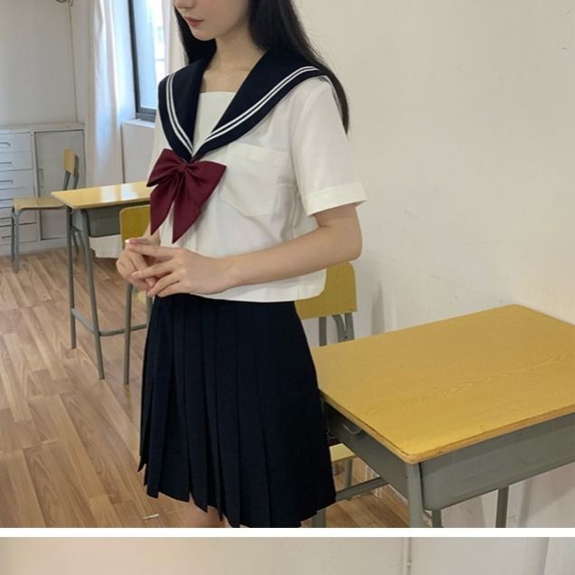 胖MM200斤特大码jk制服套装白二本日系水手服不良长裙学生装新款