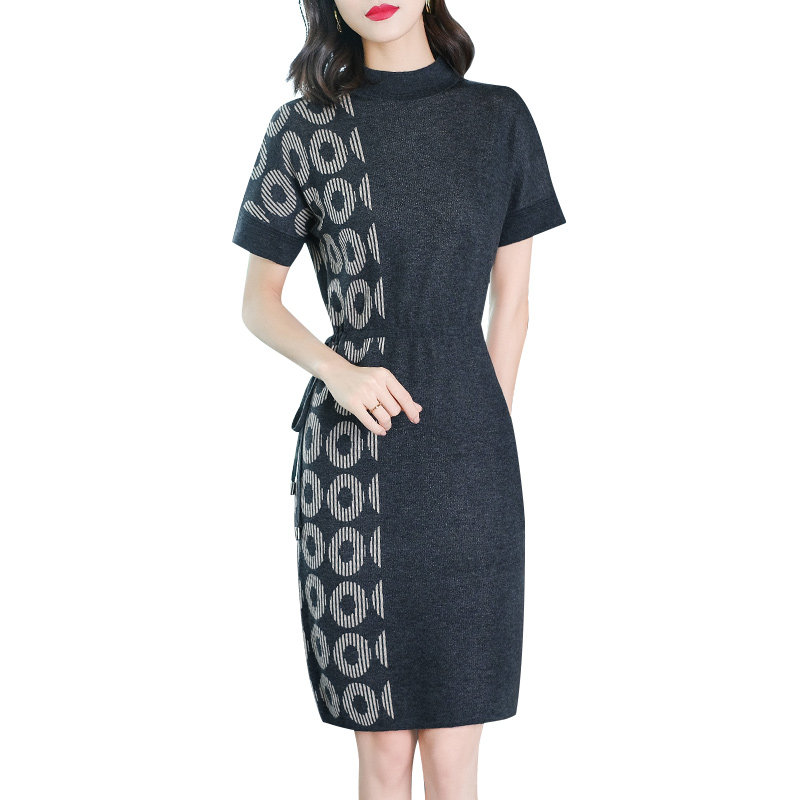 羊毛印花针织毛衣裙女秋装连衣裙 jmfive连衣裙