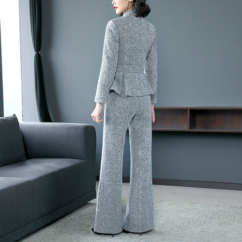 冬装女洋气套装2024新款冬季羊毛呢外套设计感上衣显瘦网红两件套 - 图2