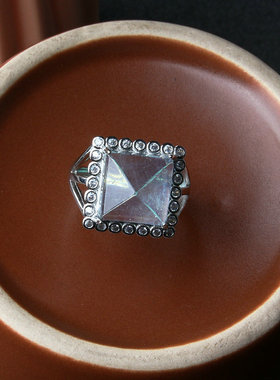 纯银镶嵌戒指海蓝宝日韩女生