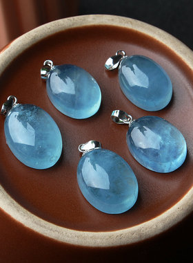 送银链男女海蓝宝吊坠925纯银扣