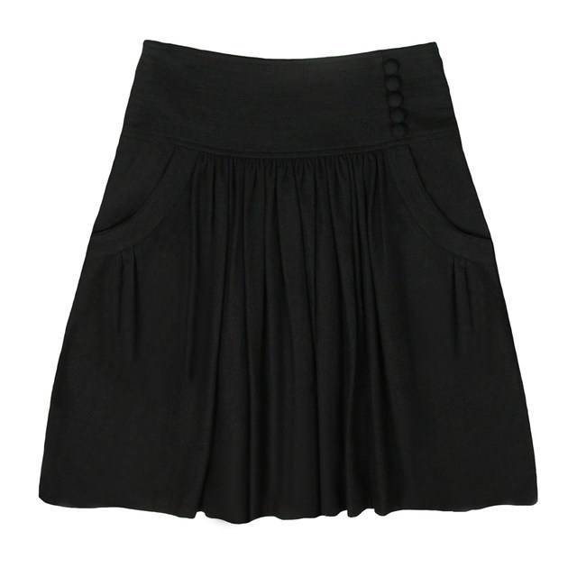Black wool pocket versatile skirt