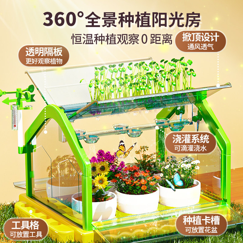 阳光种植房儿童科学小实验套装种菜植物生长观察盒益智玩具男孩女,淘宝优惠券,粉丝福利购,淘宝优惠卷