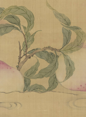 慈禧太后寿桃客厅卧室祝寿挂画国画装饰画写意花鸟画宣纸字画竖版