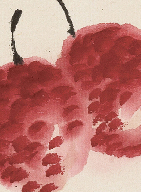 花鸟画客厅招财禅意装饰画非手绘国画真迹齐白石荔枝吉利卷轴装裱