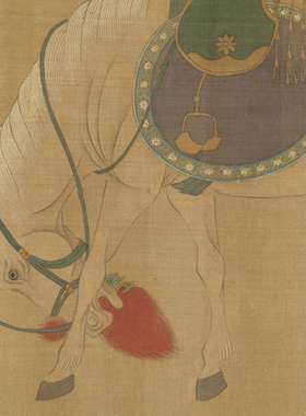唐寅唐伯虎人马图挂画装饰画客厅山水画人物书法字画横版卷轴装裱