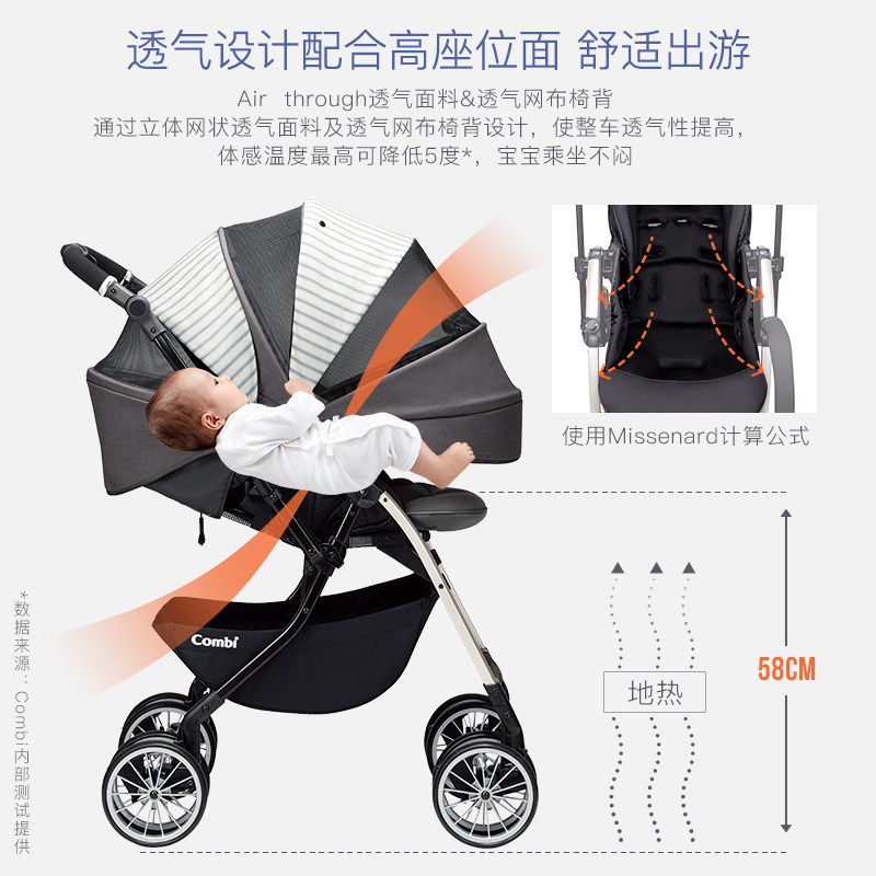 Combi康贝精英美特Ⅳ 婴儿推车轻便折叠高景观可坐躺全罩式婴儿车